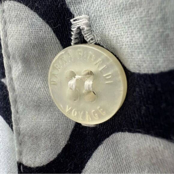 Marina Rinaldi Womens Size 2X Blue White Geometric Dot Tunic Button Front Shirt - Picture 3 of 9